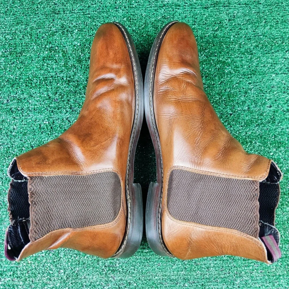 Crown Vintage Chelsea Boots Mens 12 Cognac Glory 2 Leather Ankle Pull On Brown